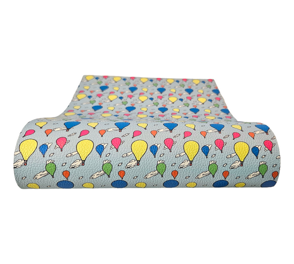 "Whimsical Hot Air Balloons" Textured Faux Leather Sheet