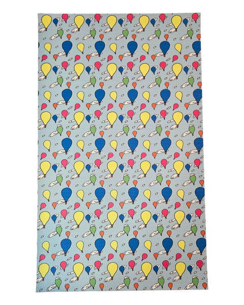 "Whimsical Hot Air Balloons" Textured Faux Leather Sheet