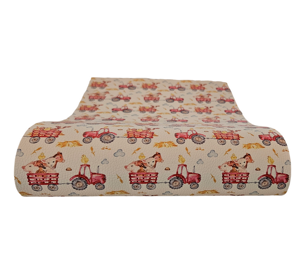 "Farm Tractor Taxi" Textured Faux Leather Sheet