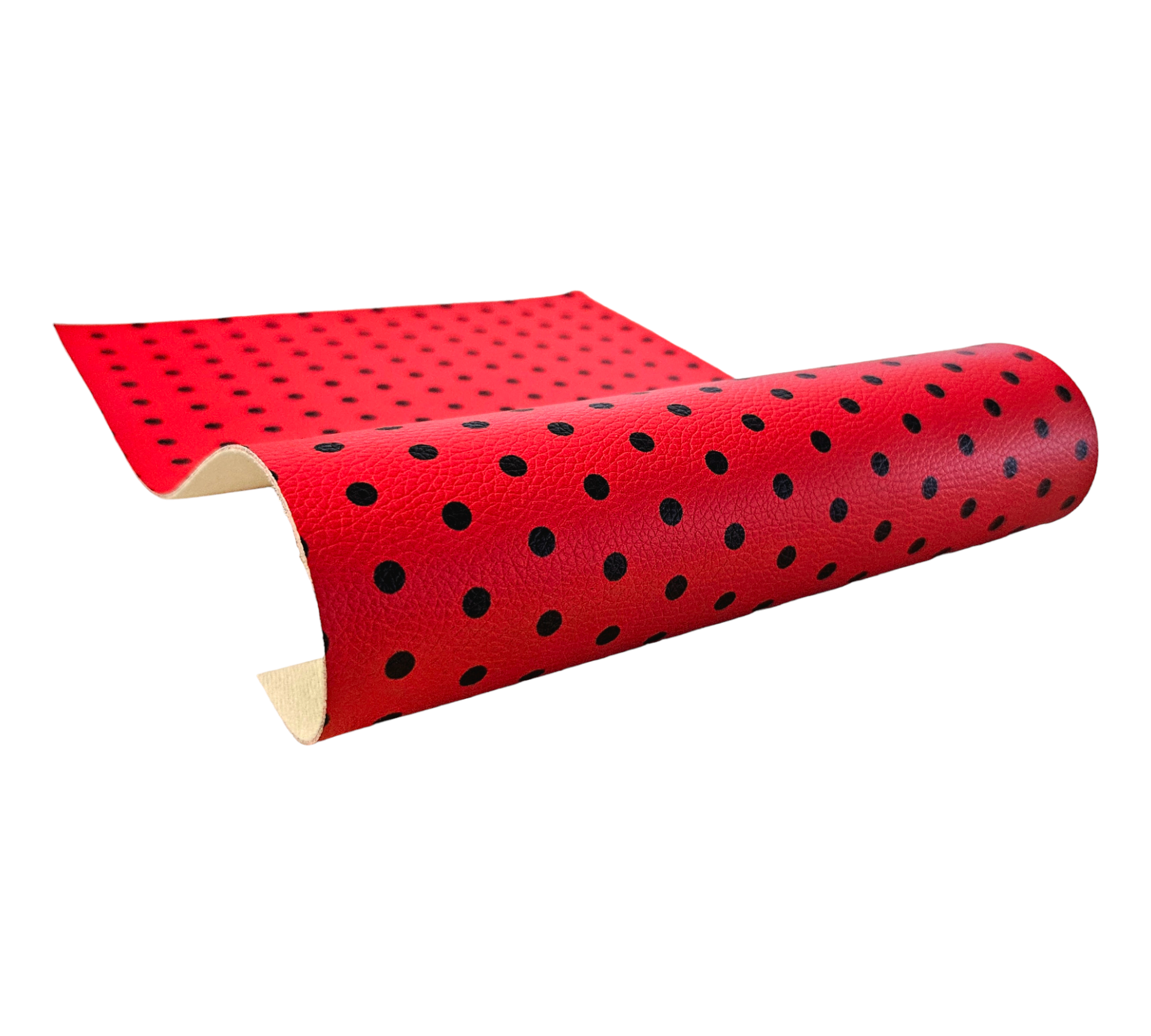 "Red with Black Polka Dots" Textured Faux Leather Sheet