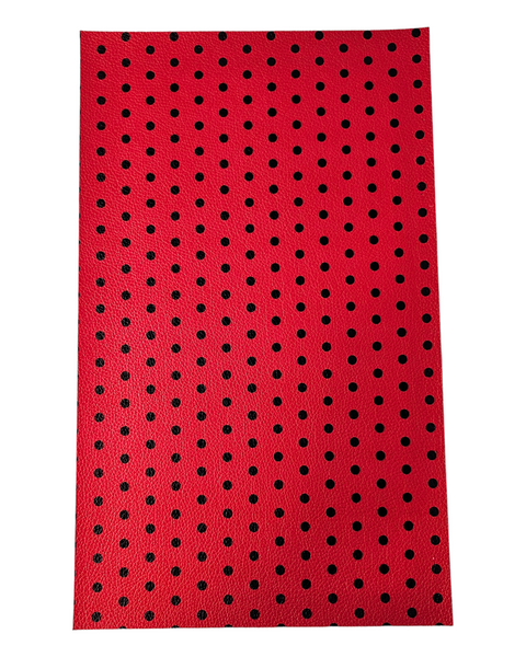 "Red with Black Polka Dots" Textured Faux Leather Sheet