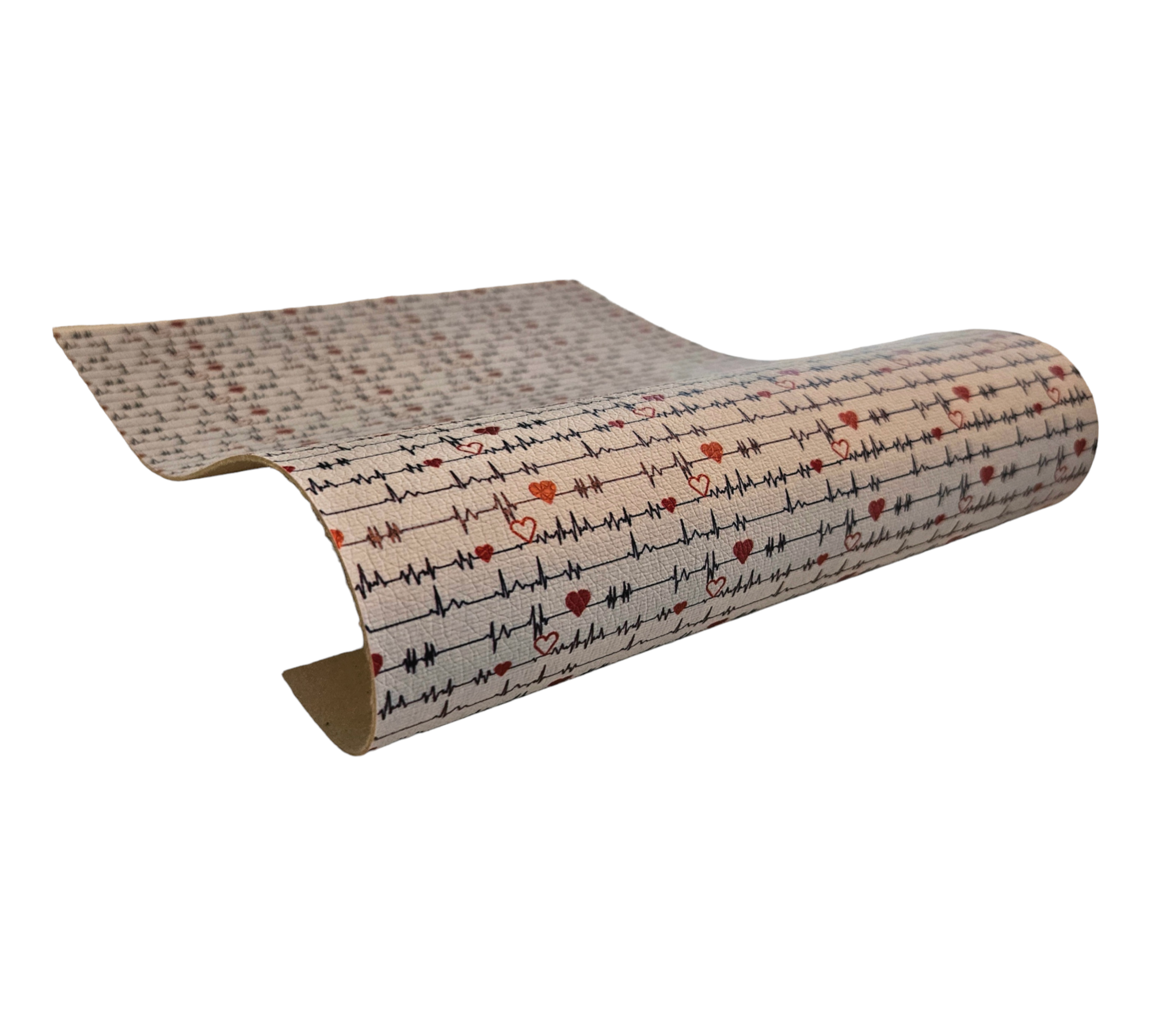 "EKG Reading & Hearts" Textured Faux Leather Sheet