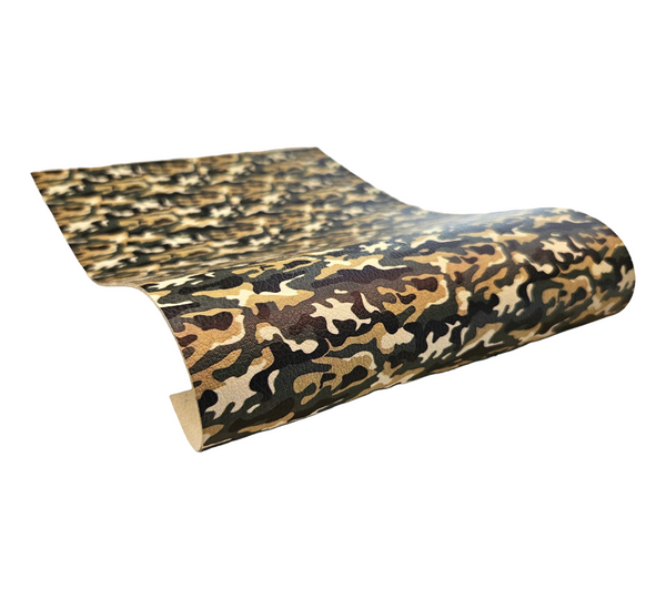 "Camouflage (Dark Green)" Textured Faux Leather Sheet