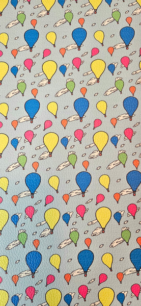 "Whimsical Hot Air Balloons" Textured Faux Leather Sheet