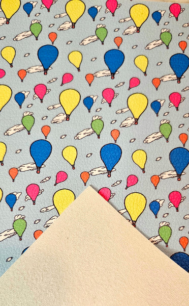 "Whimsical Hot Air Balloons" Textured Faux Leather Sheet