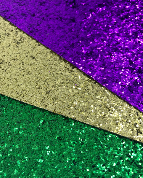 Mardi Gras Bundle - Color Coordinated Faux Leather & Glitter Sheets