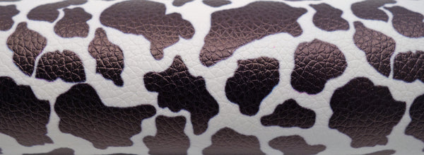 "Black Holstein Print 2.0" Textured Faux Leather sheet *IMPERFECT*