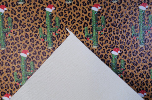 "Christmas Cactus" Textured Faux Leather sheet - CraftyTrain.com