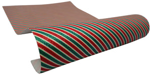 "Red & Green Slanted Stripes" Fine Glitter sheet - CraftyTrain.com