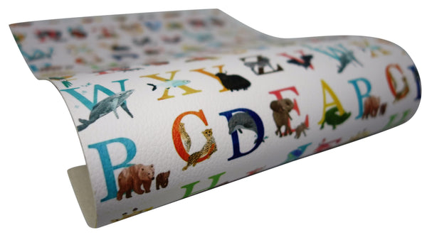 "Animal Alphabet" Textured Faux Leather Sheet - *IMPERFECT*