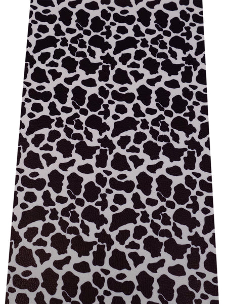 "Black Holstein Print 2.0" Textured Faux Leather sheet *IMPERFECT*