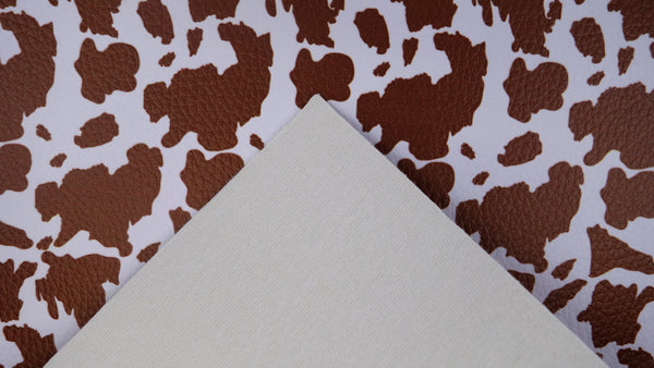 "Brown Holstein Print" Textured Faux Leather sheet