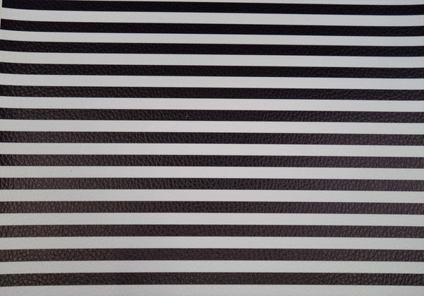 "Black & White Stripes" Textured Faux Leather Sheet