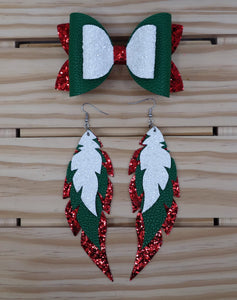 Classic Christmas Colors Bow & Earring Set - Craft Idea by CraftyTrain.com