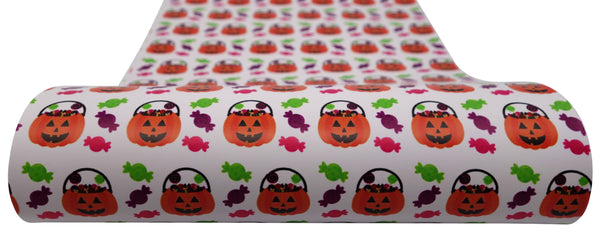 "Candy Jack O'Lanterns" Ultra Smooth Faux Leather sheet