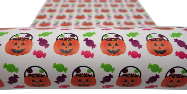 "Candy Jack O'Lanterns" Ultra Smooth Faux Leather sheet