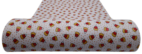 "Candy Corn & Polka Dots" Ultra Smooth Faux Leather sheet