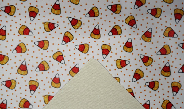 "Candy Corn & Polka Dots" Ultra Smooth Faux Leather sheet