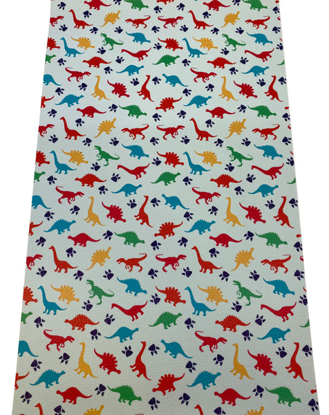 "Colorful Dinosaurs" Textured Faux Leather Sheet