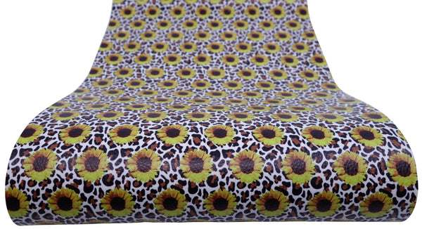 "Leopard Sunflower 2.0" Textured Faux Leather sheet