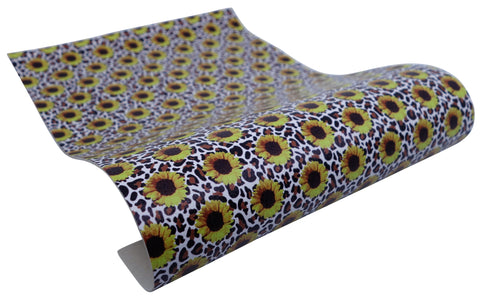 "Leopard Sunflower 2.0" Textured Faux Leather sheet