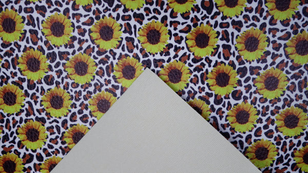 "Leopard Sunflower 2.0" Textured Faux Leather sheet