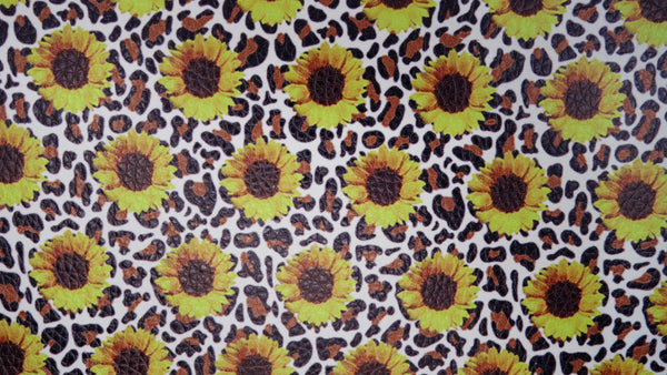 "Leopard Sunflower 2.0" Textured Faux Leather sheet