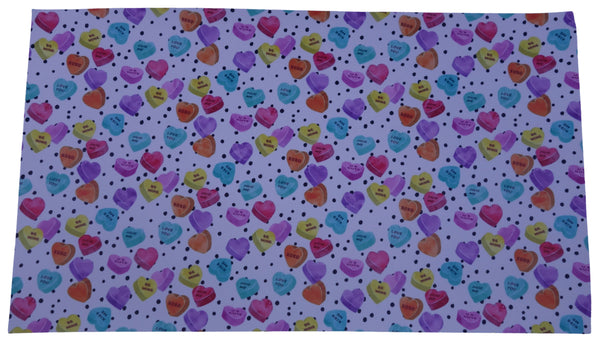 "Conversation Hearts & Polka Dots" Ultra Smooth Faux Leather Sheet