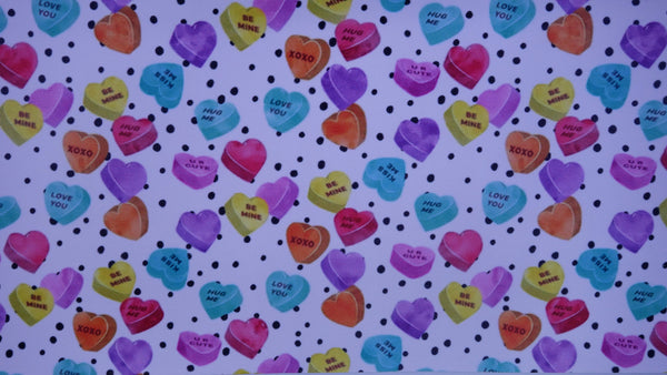 "Conversation Hearts & Polka Dots" Ultra Smooth Faux Leather Sheet