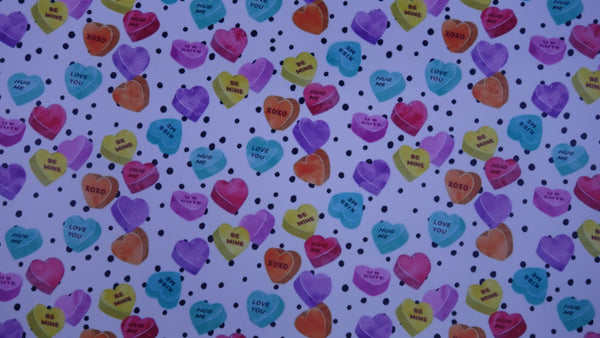 "Conversation Hearts & Polka Dots" Ultra Smooth Faux Leather Sheet