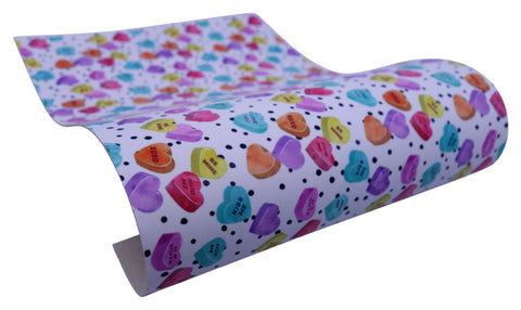 "Conversation Hearts & Polka Dots" Ultra Smooth Faux Leather Sheet