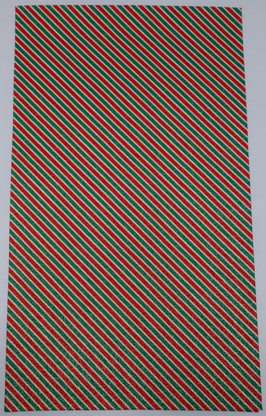 "Red & Green Slanted Stripes" Fine Glitter sheet - CraftyTrain.com