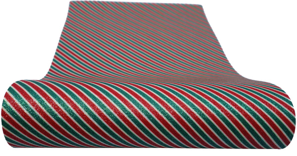 "Red & Green Slanted Stripes" Fine Glitter sheet - CraftyTrain.com