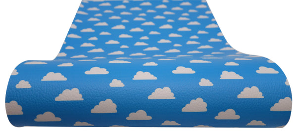 "Clouds in the Big Blue Sky" Textured Faux Leather sheet