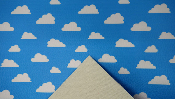 "Clouds in the Big Blue Sky" Textured Faux Leather sheet