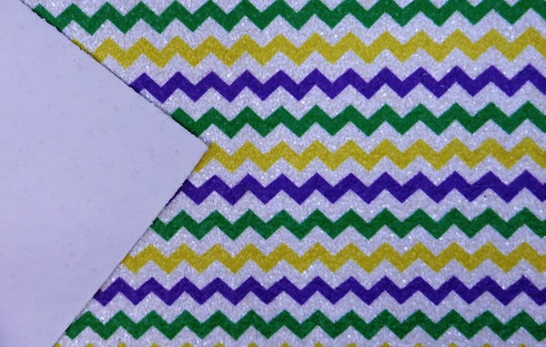 "Purple, Green, Yellow & White Chevron" Premium Glitter Sheet