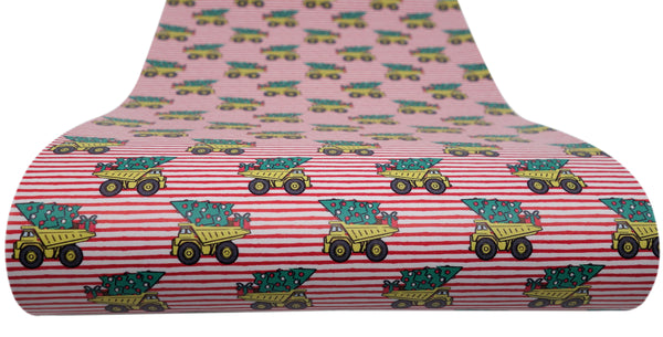 "Dump Truck Tree Delivery" Smooth Faux Leather sheet - CraftyTrain.com