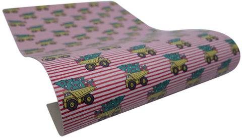 "Dump Truck Tree Delivery" Smooth Faux Leather sheet - CraftyTrain.com