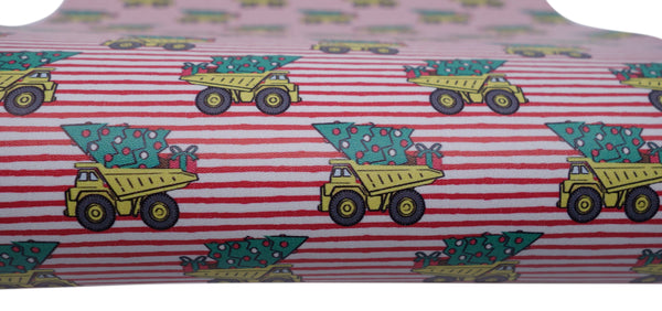 "Dump Truck Tree Delivery" Smooth Faux Leather sheet - CraftyTrain.com