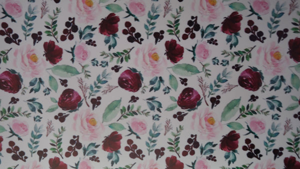 "Floral Blooms" Ultra Smooth Faux Leather Sheet - *IMPERFECT*