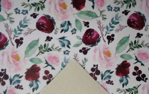 "Floral Blooms" Ultra Smooth Faux Leather Sheet - *IMPERFECT*