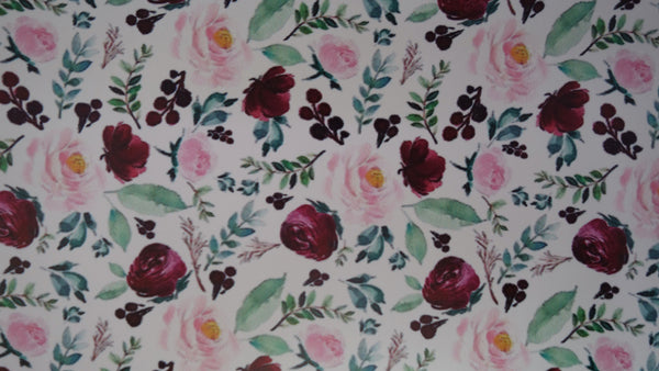 "Floral Blooms" Ultra Smooth Faux Leather Sheet - *IMPERFECT*