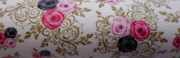 "Floral Filigree" Textured Faux Leather Sheet