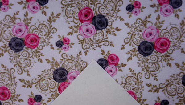 "Floral Filigree" Textured Faux Leather Sheet