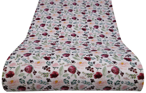 "Floral Blooms" Textured Faux Leather sheet