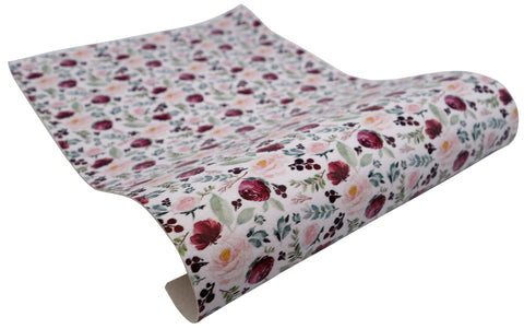 "Floral Blooms" Textured Faux Leather sheet