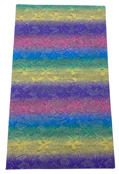 "Floral Rainbow 3.0" Lace on Canvas Sheet