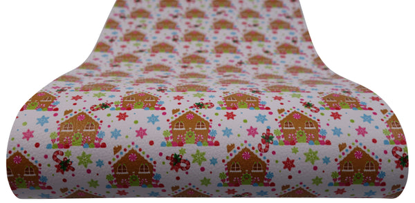 "Gingerbread Village" Textured Faux Leather sheet