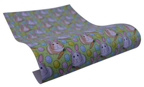 "Easter Guinea Bunny" Textured Faux Leather Sheet