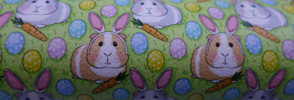 "Easter Guinea Bunny" Textured Faux Leather Sheet